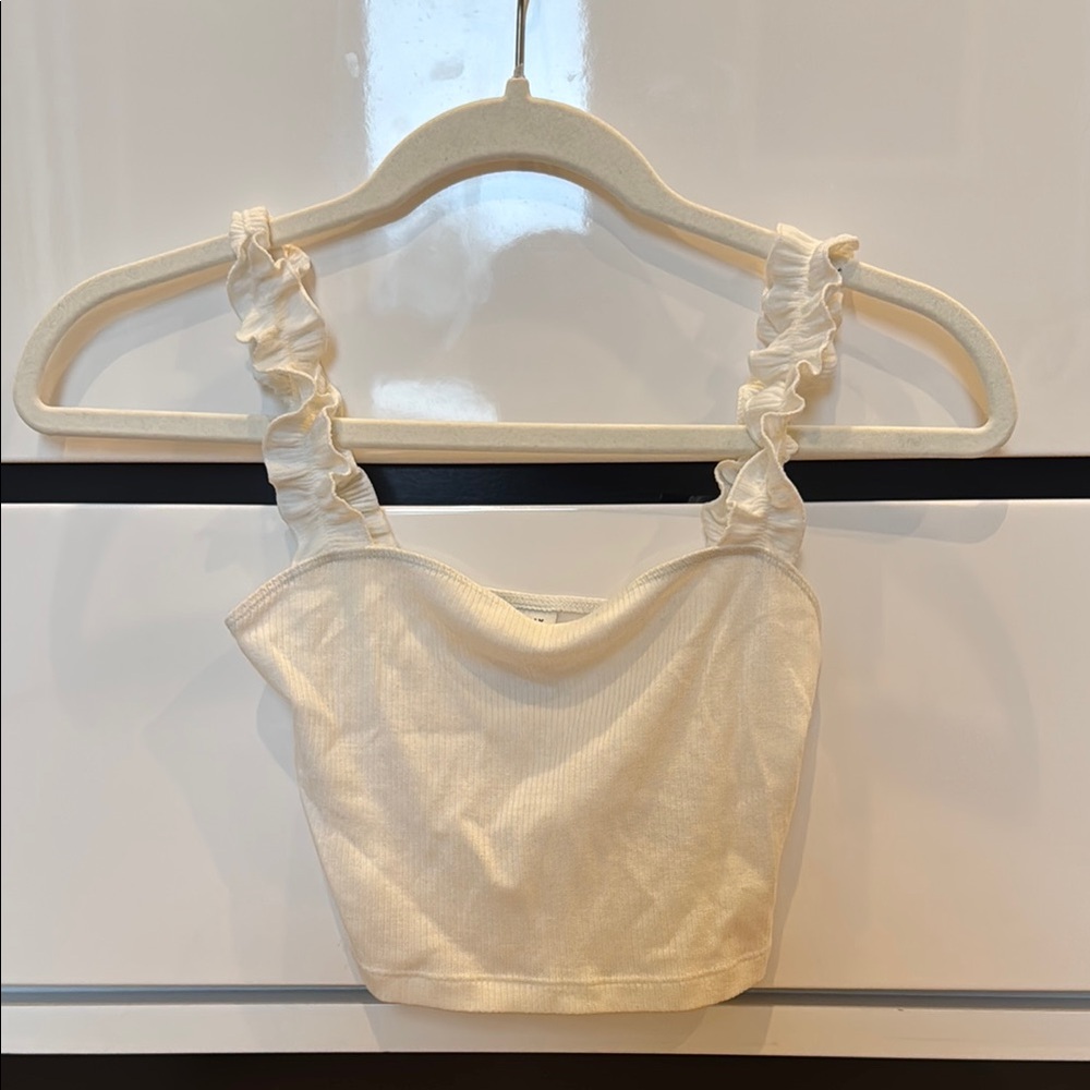 Sunday Best Cream Ruffled Crop Camisole